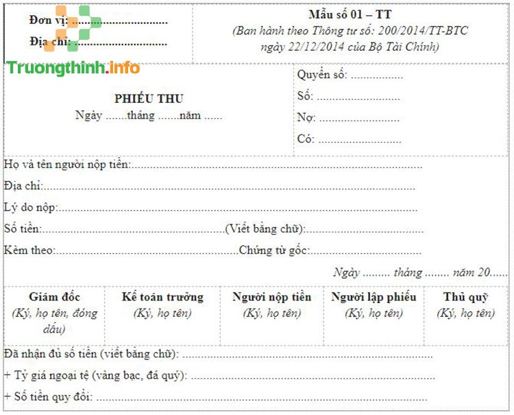  Dịch Vụ Thiết Kế Biên Nhận - Phiếu Thu - Phiếu Chi Quận 4