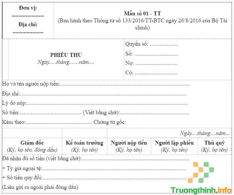  Dịch Vụ Thiết Kế Biên Nhận - Phiếu Thu - Phiếu Chi Quận 4