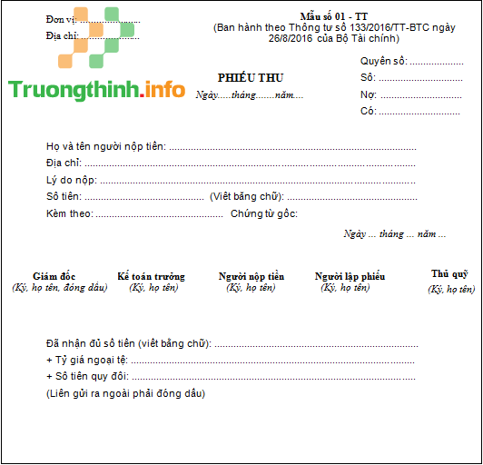  Dịch Vụ Thiết Kế Biên Nhận - Phiếu Thu - Phiếu Chi Quận 5