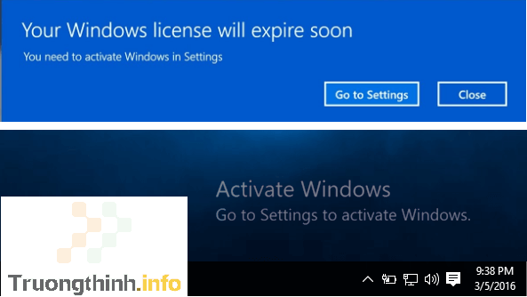Win 10 báo Your Windows license will expire soon