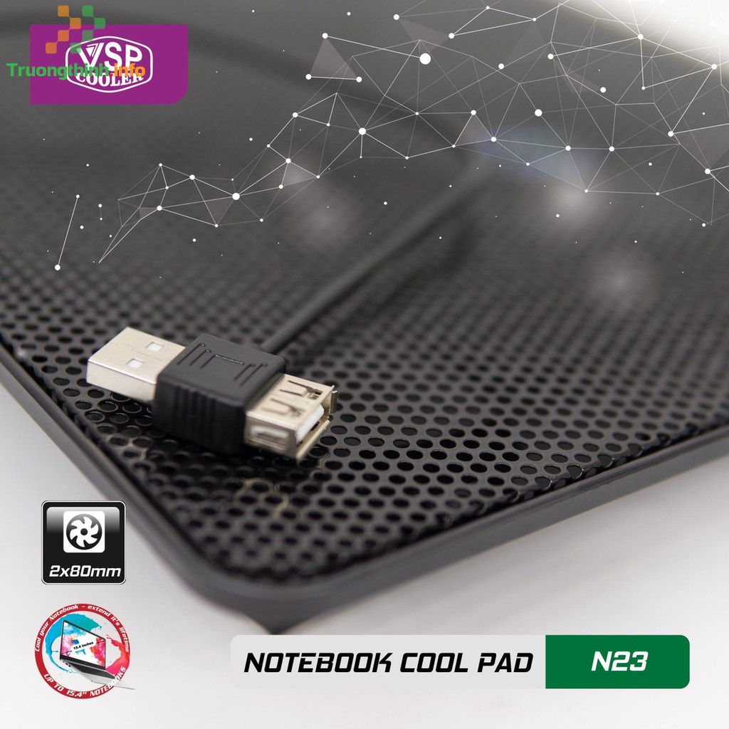  1️⃣【Shop】Đế Tản Nhiệt Laptop VSP Cooler N23 2Fan ™ Trường Thịnh