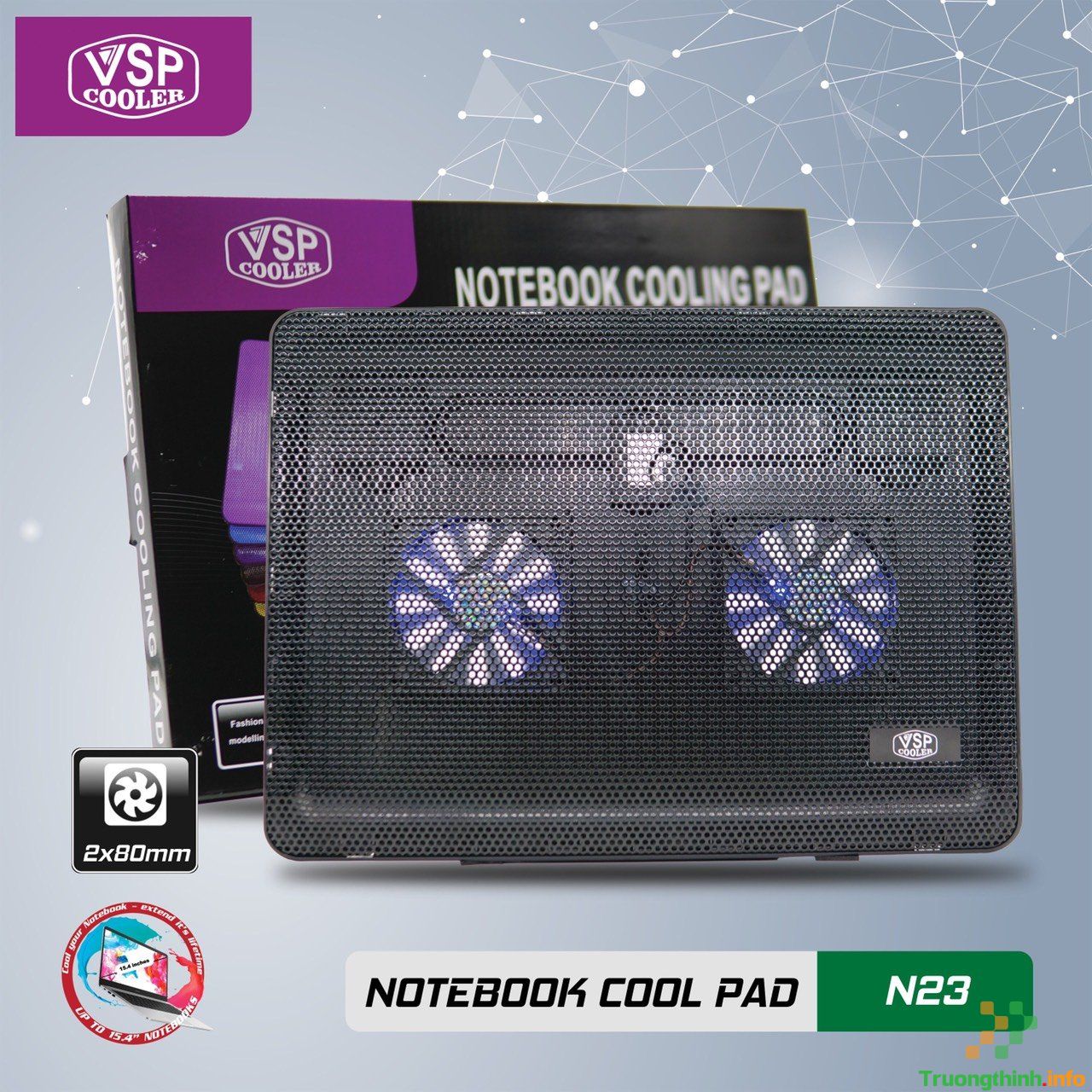  1️⃣【Shop】Đế Tản Nhiệt Laptop VSP Cooler N23 2Fan ™ Trường Thịnh Giá Sỉ