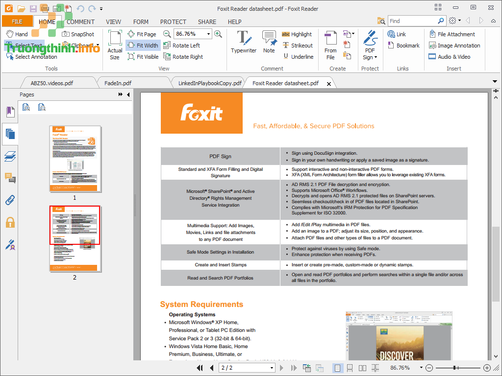Phần Mềm Chỉnh Sửa File PDF Foxit Reader Bản Quyền Miễn Phí | Vi Tính Trường Thịnh 