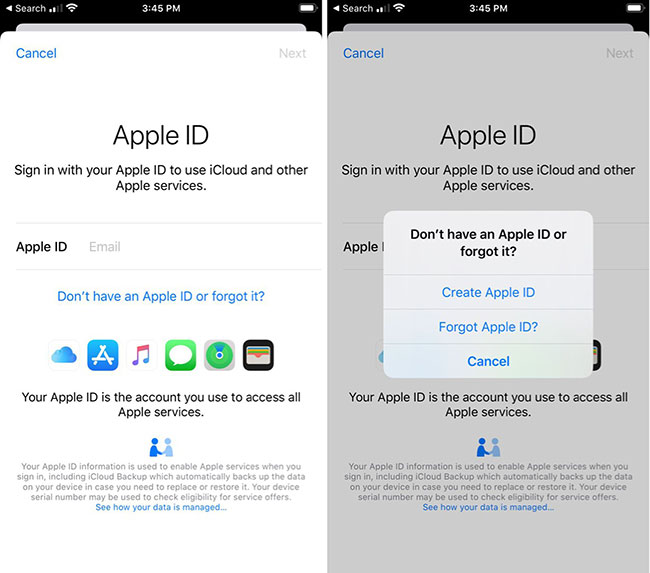 Tạo Apple ID bằng ứng dụng Settings