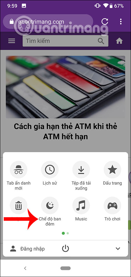 Cách bật chế độ ban đêm trên Cốc Cốc Android, iOS Bật chế độ ban đêm