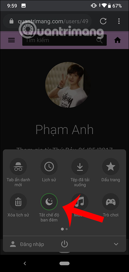 Cách bật chế độ ban đêm trên Cốc Cốc Android, iOS Tắt giao diện nền tối Cốc Cốc