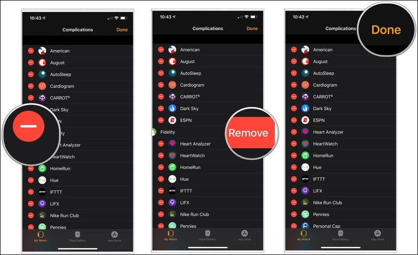 Cách gỡ ứng dụng khỏi danh sách Complication trên Apple Watch