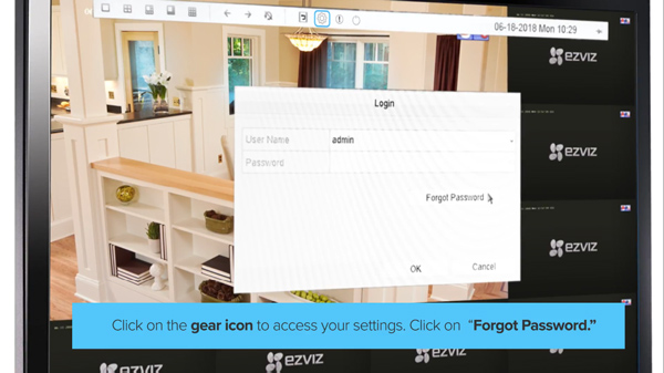 Lựa chọn Forgot Password để thiết lập phương thức khôi phục mật khẩu cho thiết bị camera wifi