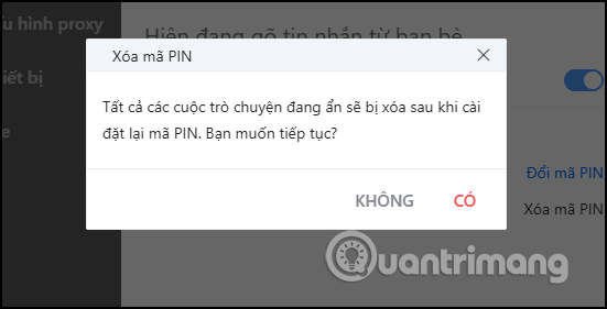 Xóa mã PIN 