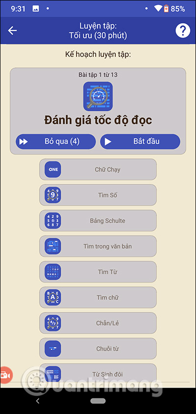 Chọn bài kiểm tra 