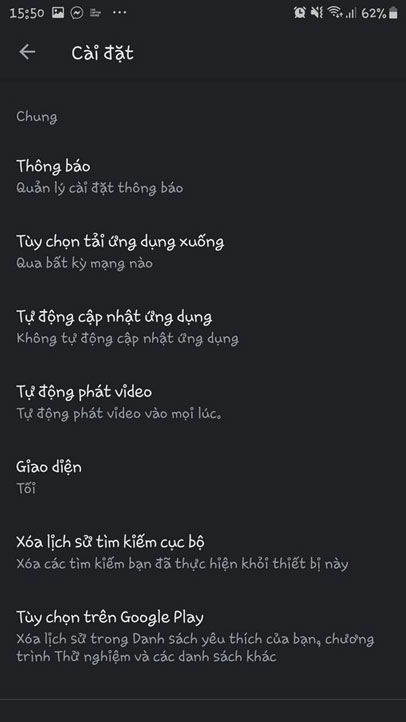 Kích hoạt Dark theme trên ứng dụng Google Play Store