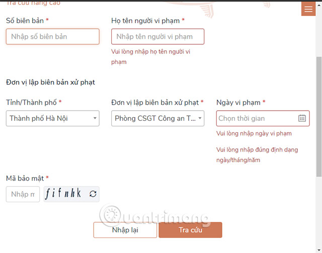 nop phat vi pham giao thong online