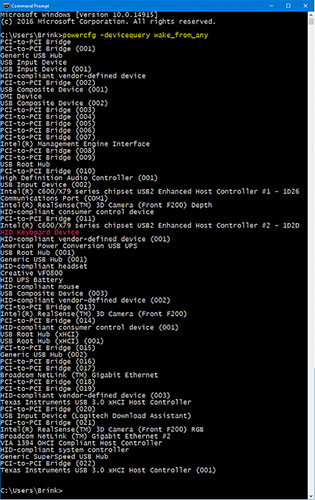 Danh sách tất cả các thiết bị hỗ trợ đánh thức máy tính từ bất kỳ trạng thái ngủ nào
