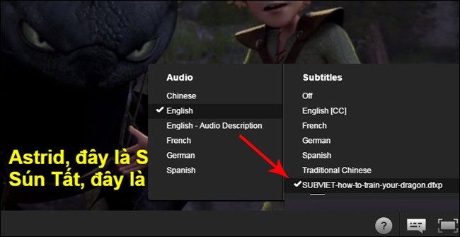 Chọn phụ đề tiếng Việt 