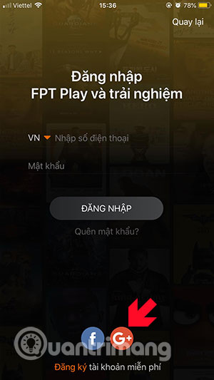 Chọn tài khoản đăng nhập vào FPTPlay