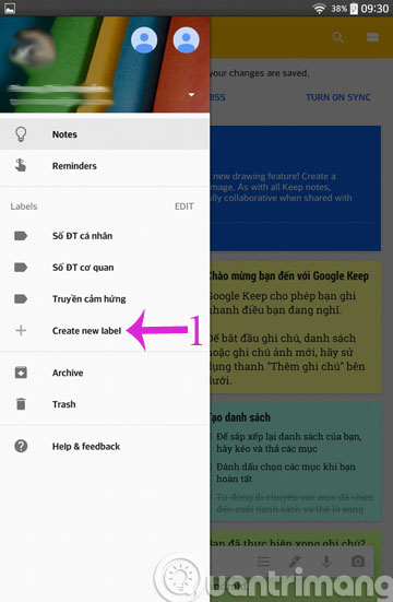 Nhấn Create New Label