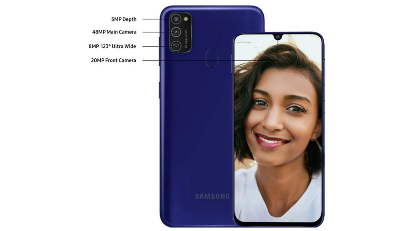 Samsung Galaxy M21 được trang bị cụm 3 camera ở mặt sau