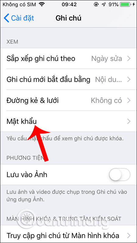 Mật khẩu ghi chú 