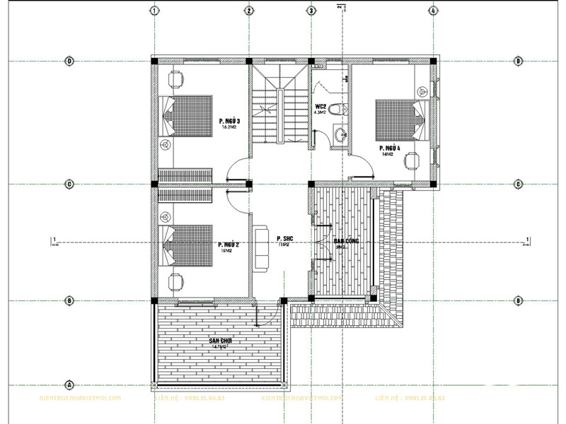 Biệt thự 3 tầng 5 phòng ngủ phong cách hiện đại 3