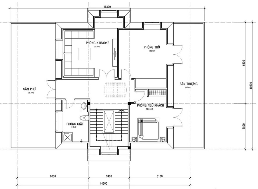 Mẫu biệt thự mini hiện đại 3 tầng 5 phòng ngủ 3