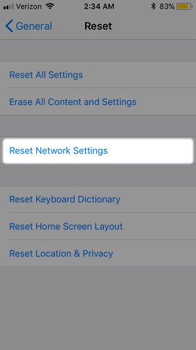 Reset cài đặt mạng trên iPhone