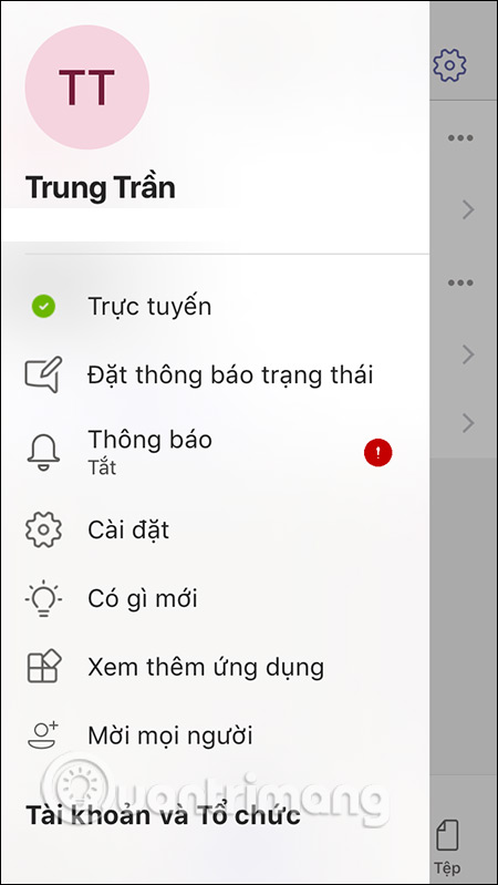 Menu tùy chọn 