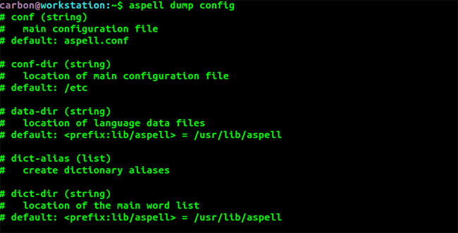 File cấu hình nằm trong /etc/aspell.conf