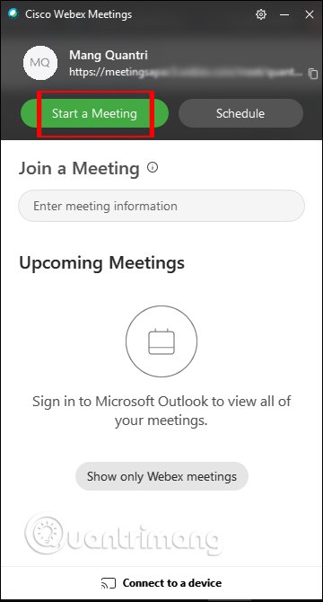 Giao diện Webex Meet trên PC