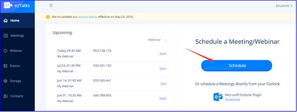 Tìm phần Schedule a Meeting/Webinar