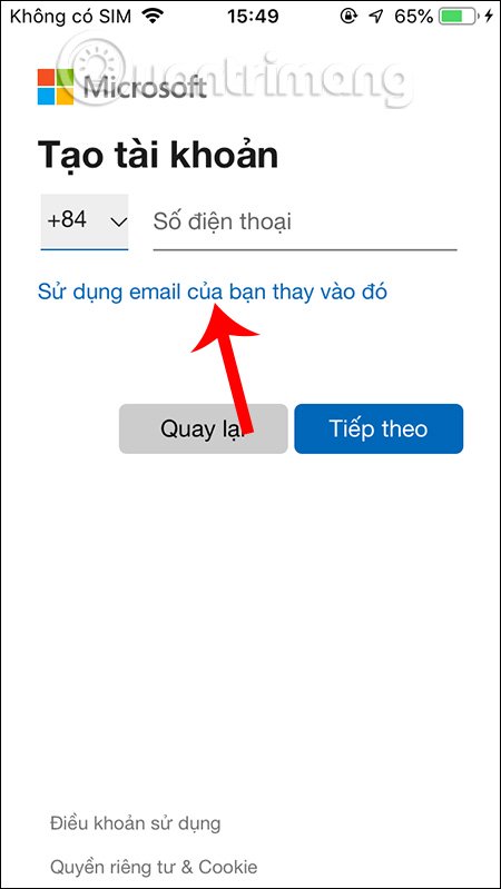 Sử dụng email tạo tài khoản Skype 