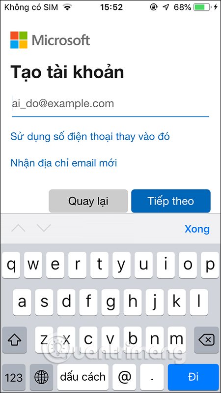 Nhập email