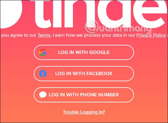 Đăng nhập Tinder 