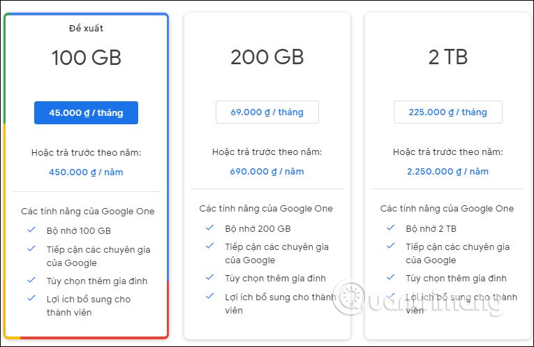 Dung lượng Drive mua thêm 