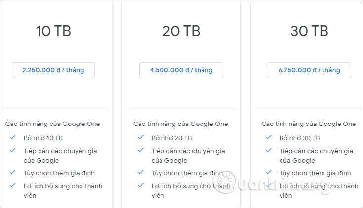 Dung lượng Drive lớn 