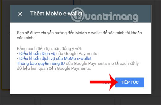 Tiếp tục thanh toán 