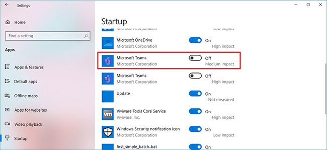 Cách ngăn Microsoft Teams khởi động tự động trên Windows 10
