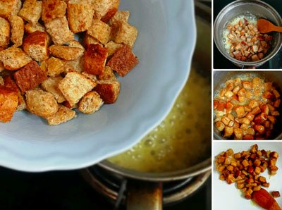 Cho bánh mì vào sốt caramel