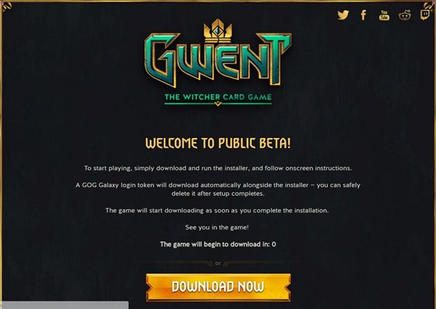 Bảng thông báo tải file cài đặt của game GWENT