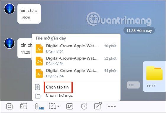 Chọn tập tin 