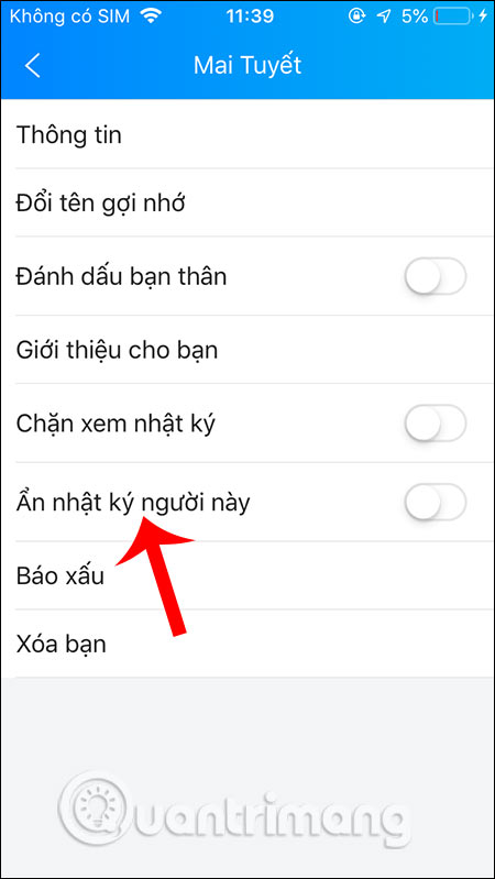 Ẩn nhật ký bạn bè 