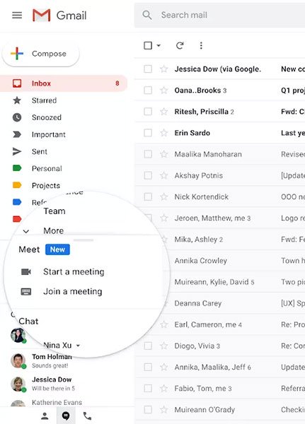 Gmail được tích hợp Google Meet giúp người dùng tham gia học trực tuyến dễ dàng hơn