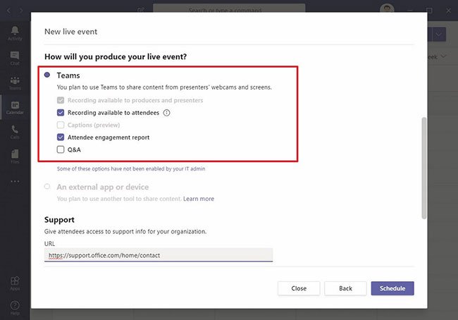 Cách tạo sự kiện trực tiếp trên Microsoft Teams