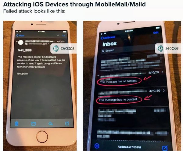 Ứng dụng Mail trên iOS tồn tại lỗ hổng nghiêm trọng, hacker chỉ cần gửi email nạn nhân không mở cũng bị tấn công