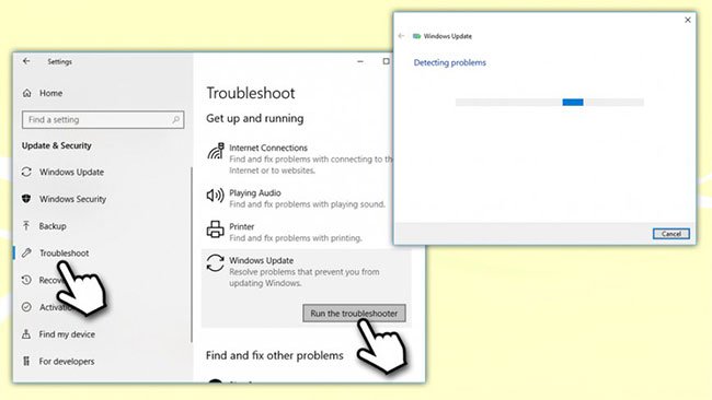 Nhấp vào Windows Update và sau đó chọn Run the troubleshooter