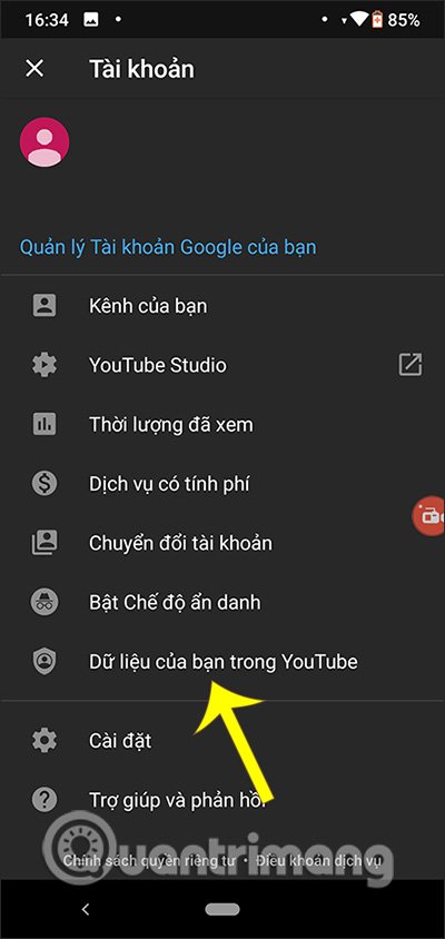 Dữ liệu hoạt động YouTube 