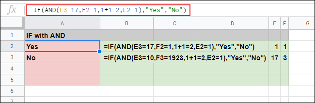 Tất cả 4 đối số đều đúng, do đó, giá trị IF TRUE (Yes) được trả về