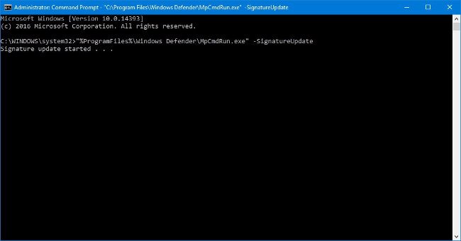 Sử dụng Windows Defender bằng Command Prompt trên Windows 10