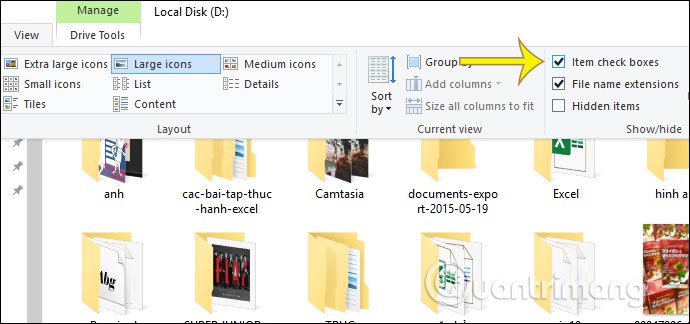 Bật ô checkbox 