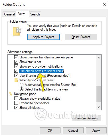 Cách bật tắt checkbox trong File Explorer Windows 10