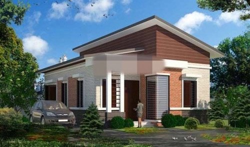 Nhà 1 tầng mái lệch nổi bật với hình khối vuông vắn và cân đối